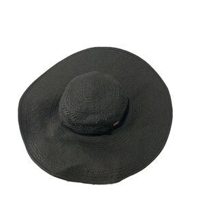 Caslon Black Woven Straw Wide Brim Floppy Hat OS
